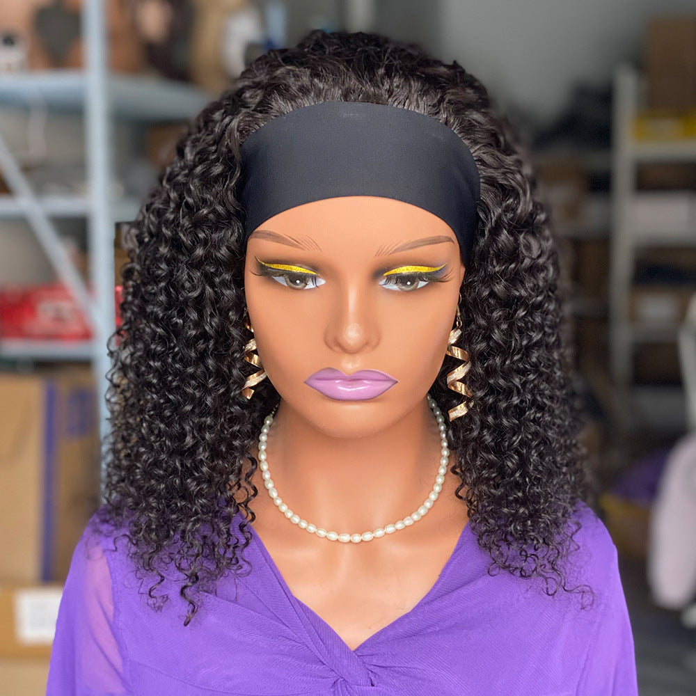Curly Headband Human Hair Wigs