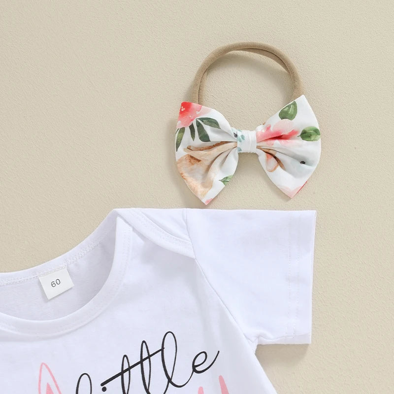 Floral Toddler Girl Spring 3-Piece Set With Ruffle Pants and Matching Headband