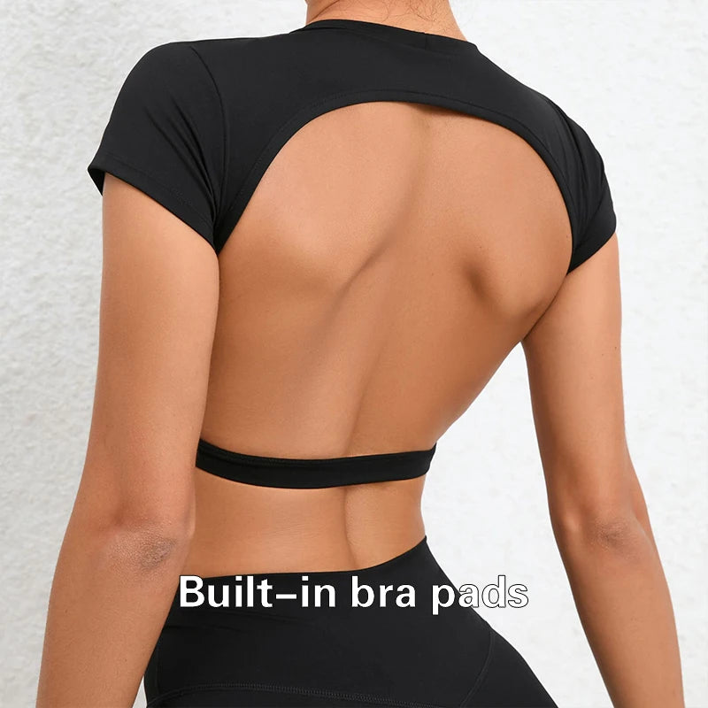 Female Fitness Crop Top with Open Back