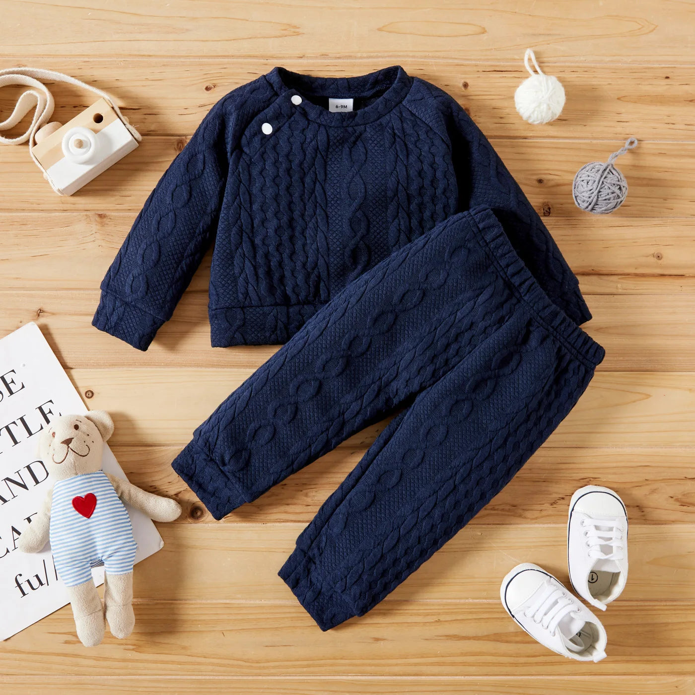 Baby Sweat Set Solid Color Long Sleeves Top and Pants