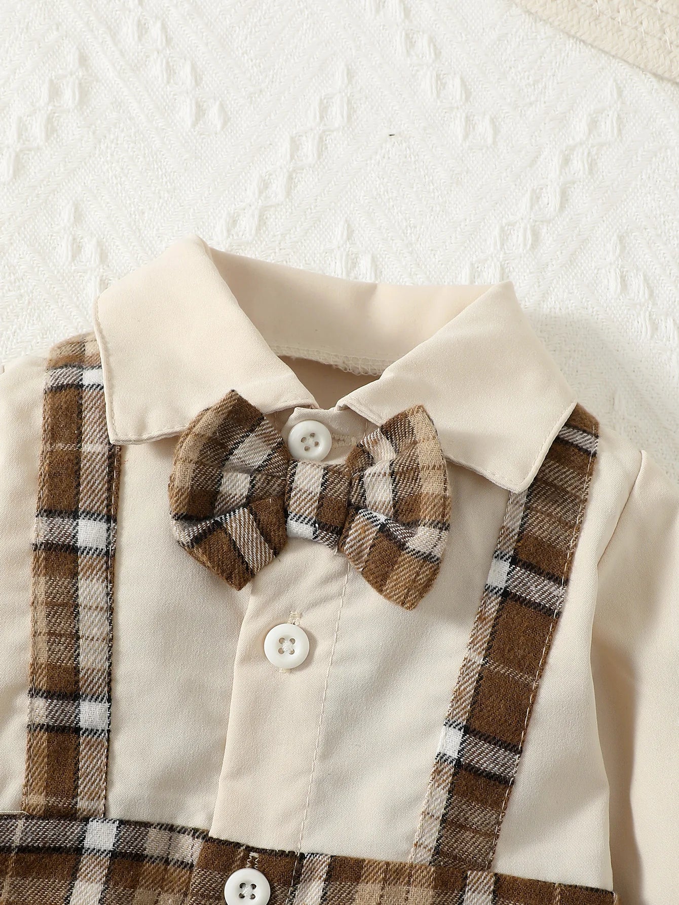 Two-Piece Baby Boy Suspenders With Bow Gentleman Jumpsuit And Holmes Hat