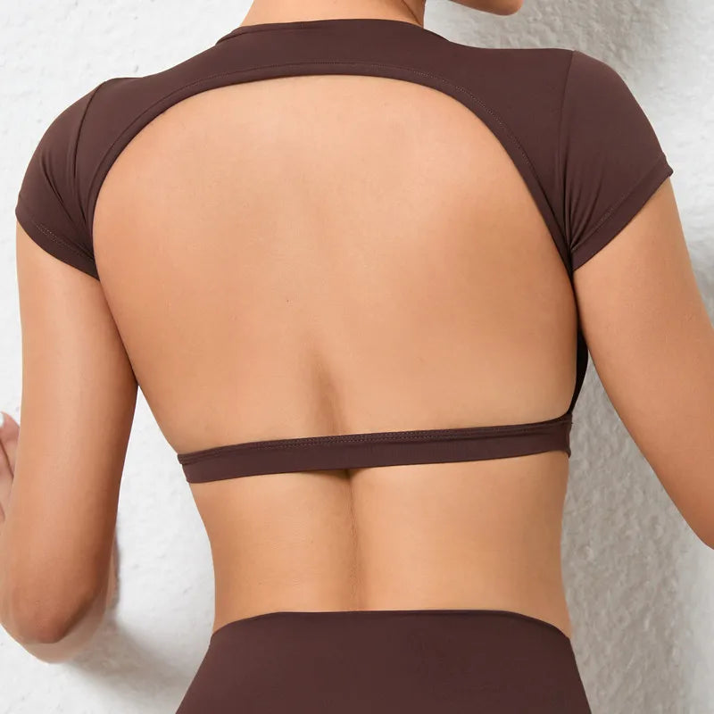 Female Fitness Crop Top with Open Back
