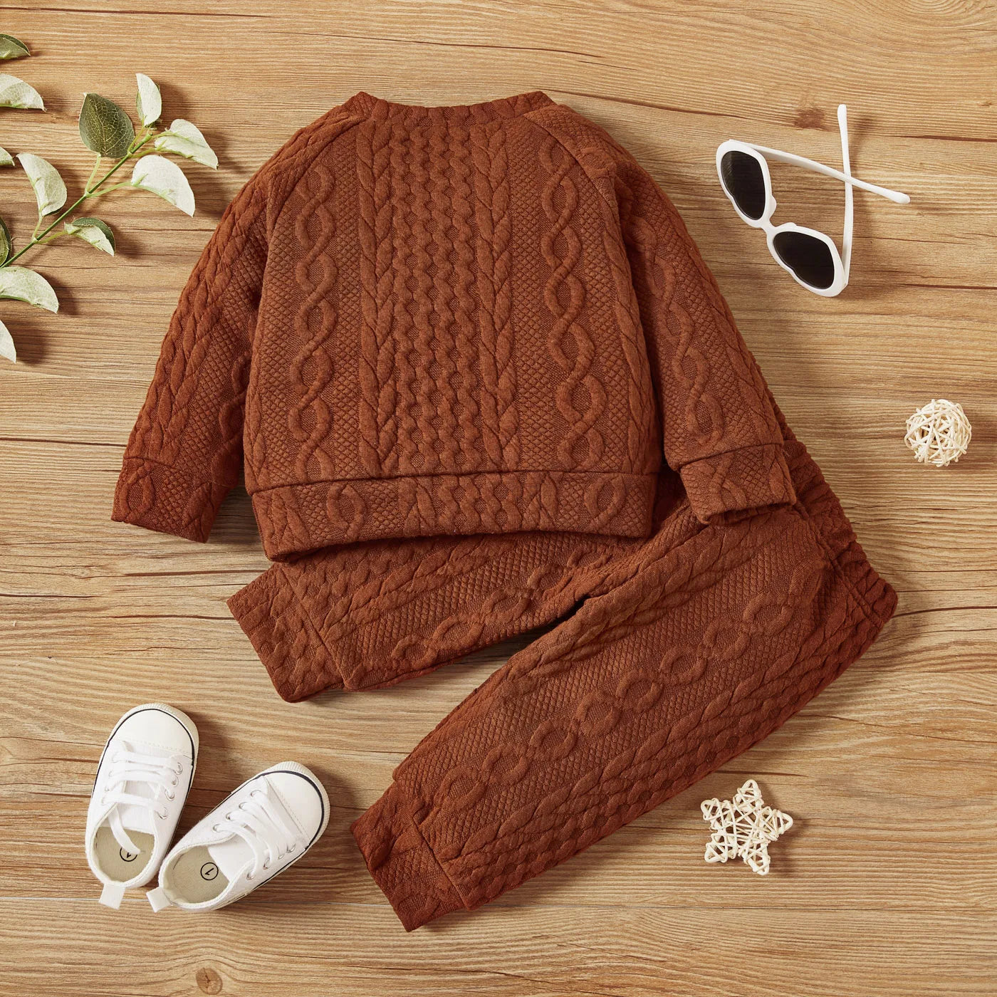 Baby Sweat Set Solid Color Long Sleeves Top and Pants