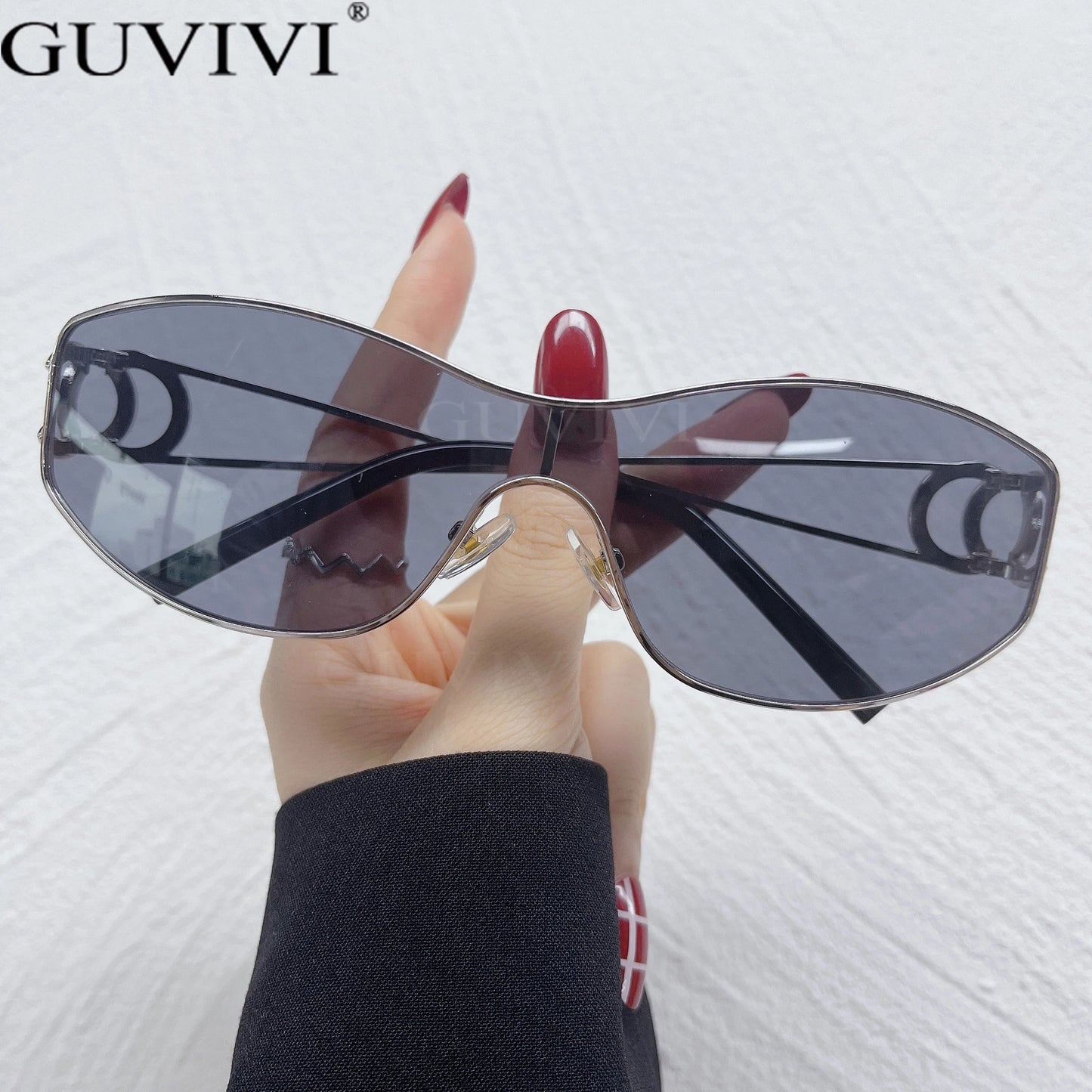 Rimless Y2K Sunglasses Women Men Trendy Wrap Around Sunglasses Sports Metal Frame Shades UV400 Eyewear