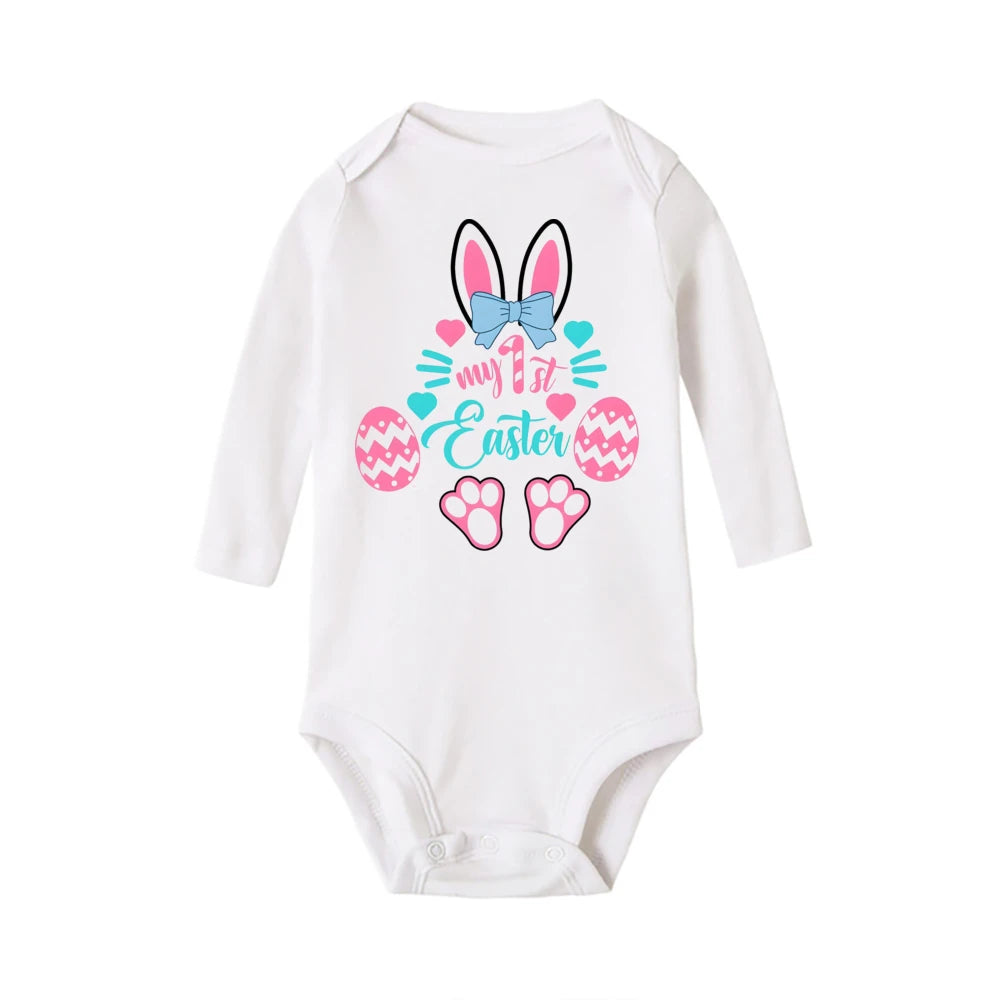 My First Easter Baby Onesies Bunny Print Long Sleeve