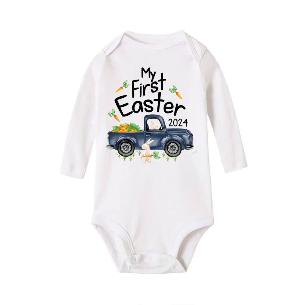 My First Easter Baby Onesies Bunny Print Long Sleeve