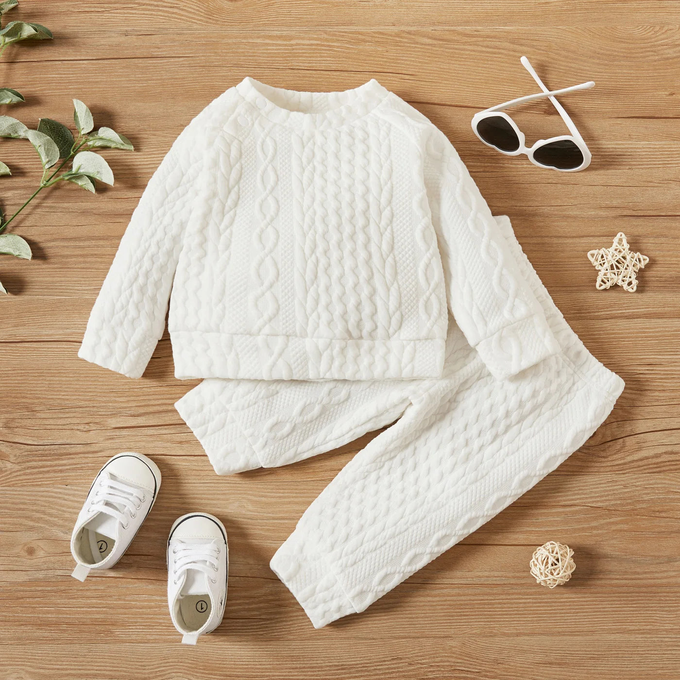 Baby Sweat Set Solid Color Long Sleeves Top and Pants