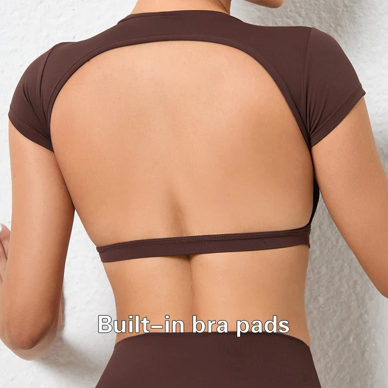 Female Fitness Crop Top with Open Back