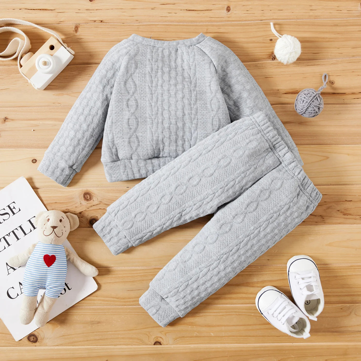 Baby Sweat Set Solid Color Long Sleeves Top and Pants