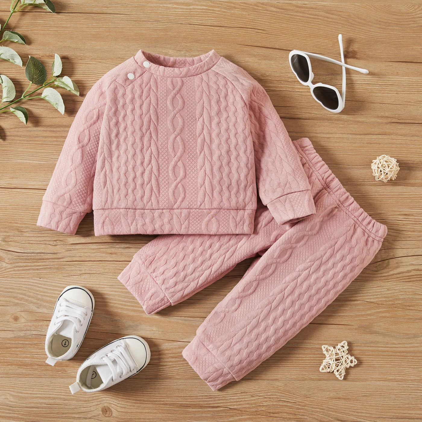Baby Sweat Set Solid Color Long Sleeves Top and Pants