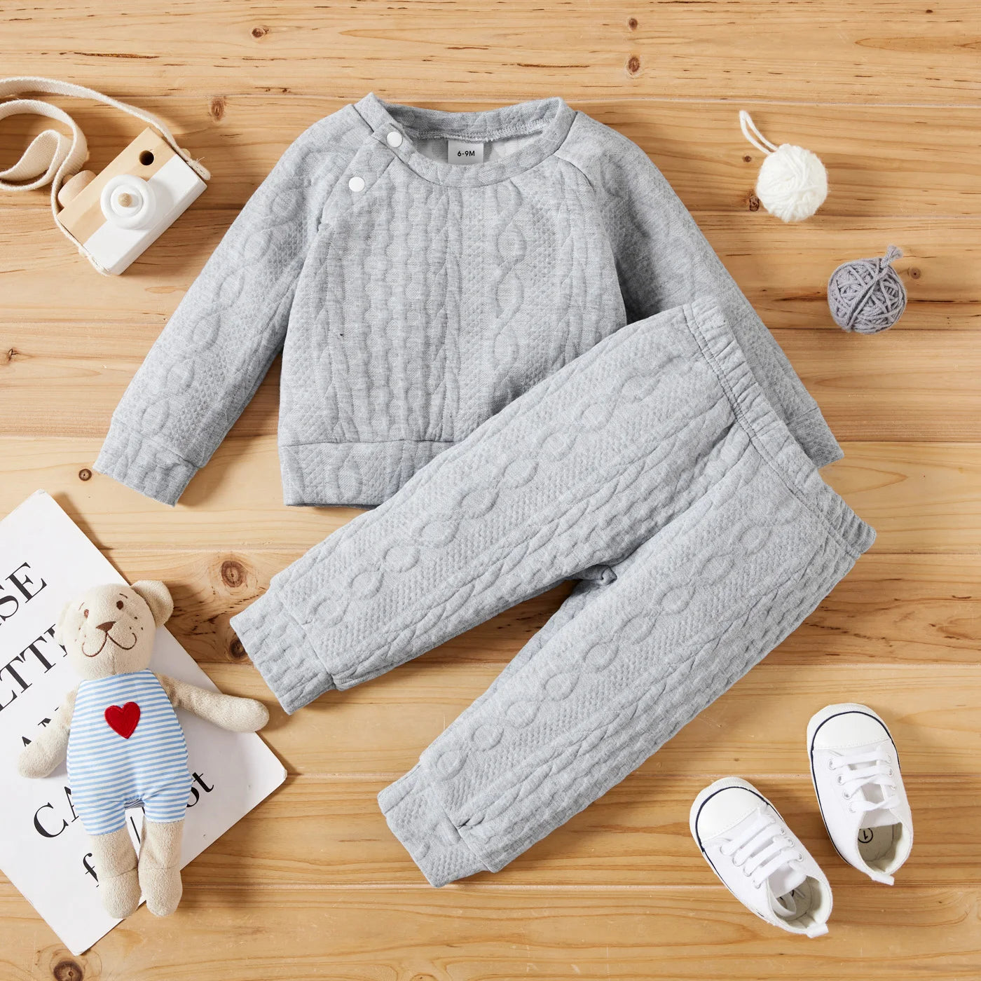 Baby Sweat Set Solid Color Long Sleeves Top and Pants