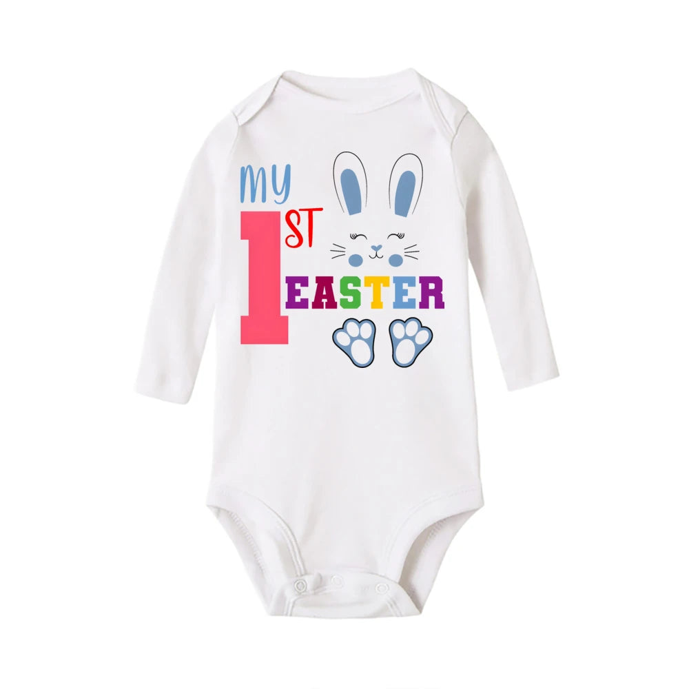 My First Easter Baby Onesies Bunny Print Long Sleeve
