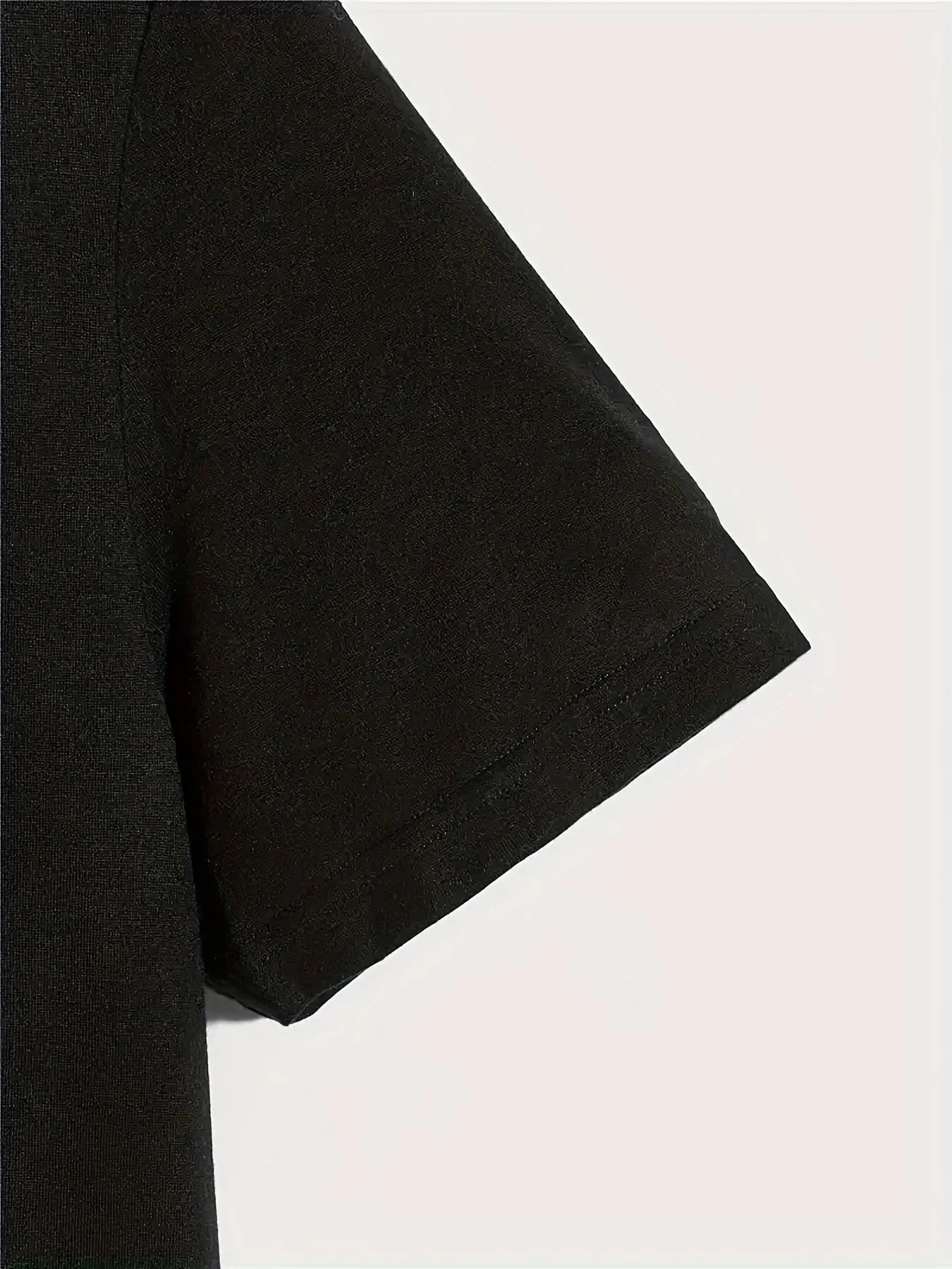 Men's Loose Size 100% Cotton Black Print Round Neck Short Sleeve T-shirt