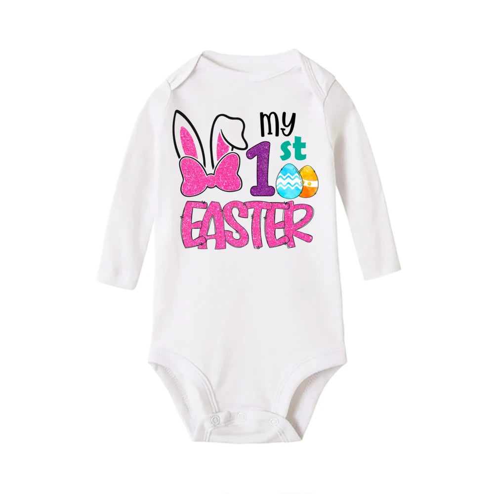 My First Easter Baby Onesies Bunny Print Long Sleeve