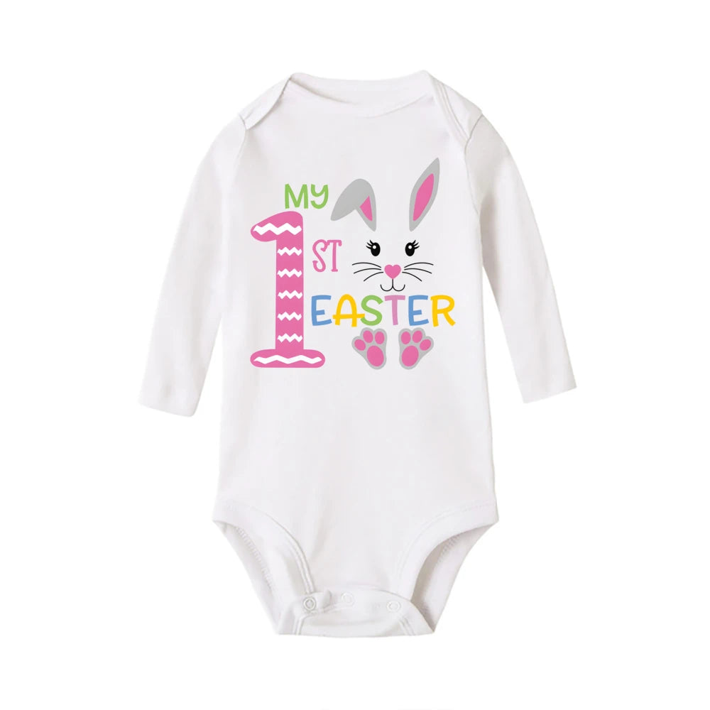 My First Easter Baby Onesies Bunny Print Long Sleeve
