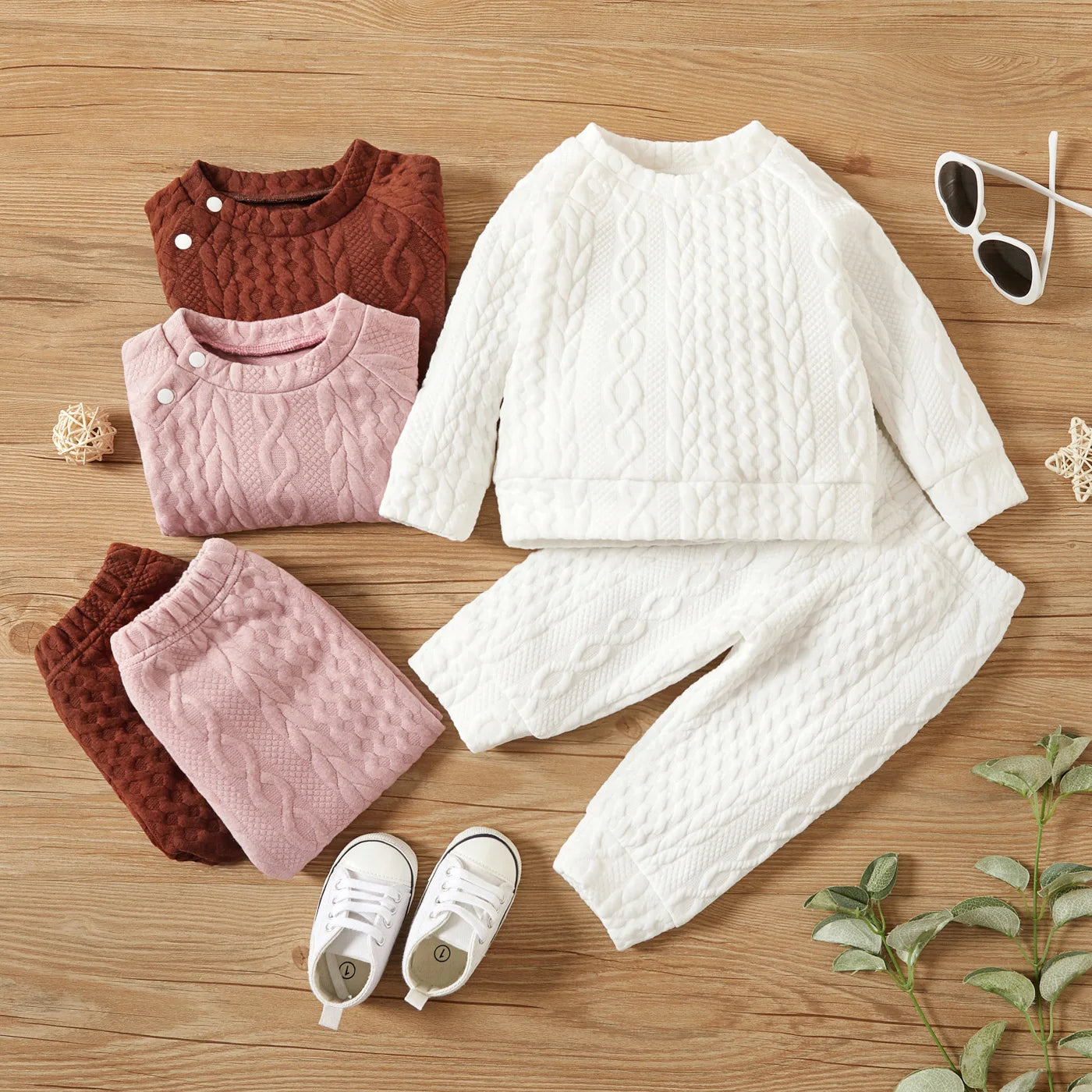 Baby Sweat Set Solid Color Long Sleeves Top and Pants