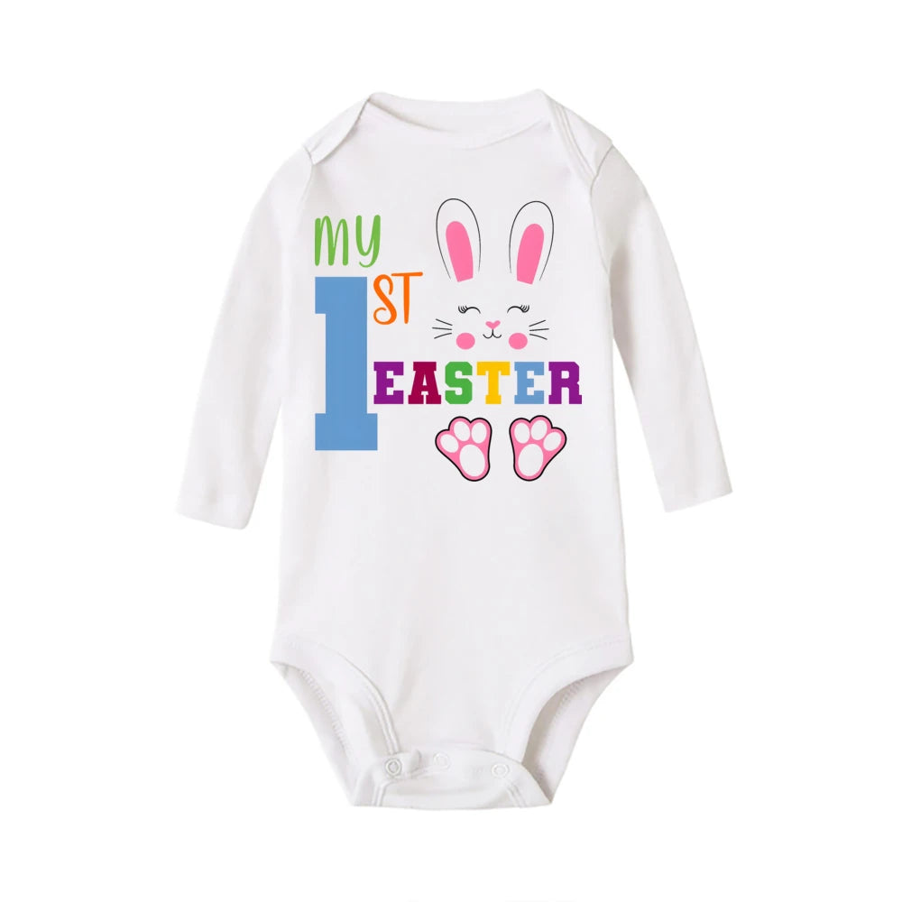 My First Easter Baby Onesies Bunny Print Long Sleeve