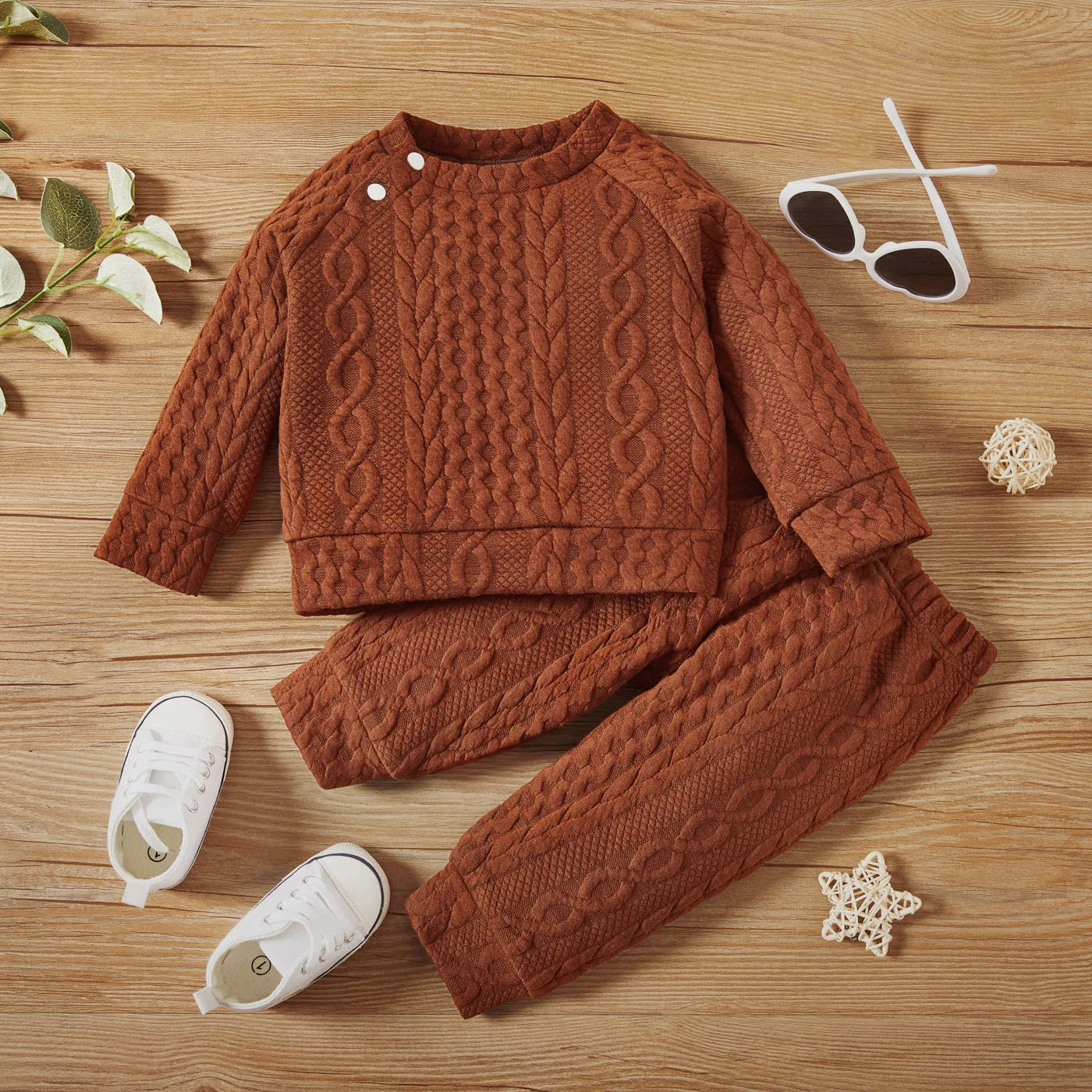 Baby Sweat Set Solid Color Long Sleeves Top and Pants