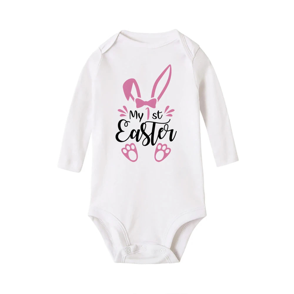 My First Easter Baby Onesies Bunny Print Long Sleeve