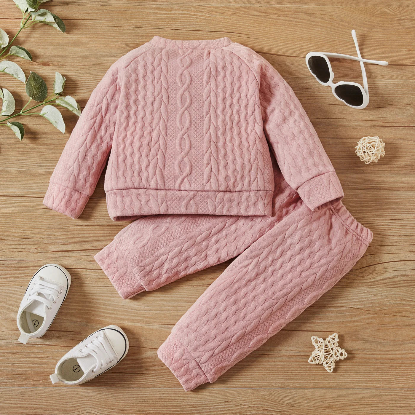 Baby Sweat Set Solid Color Long Sleeves Top and Pants