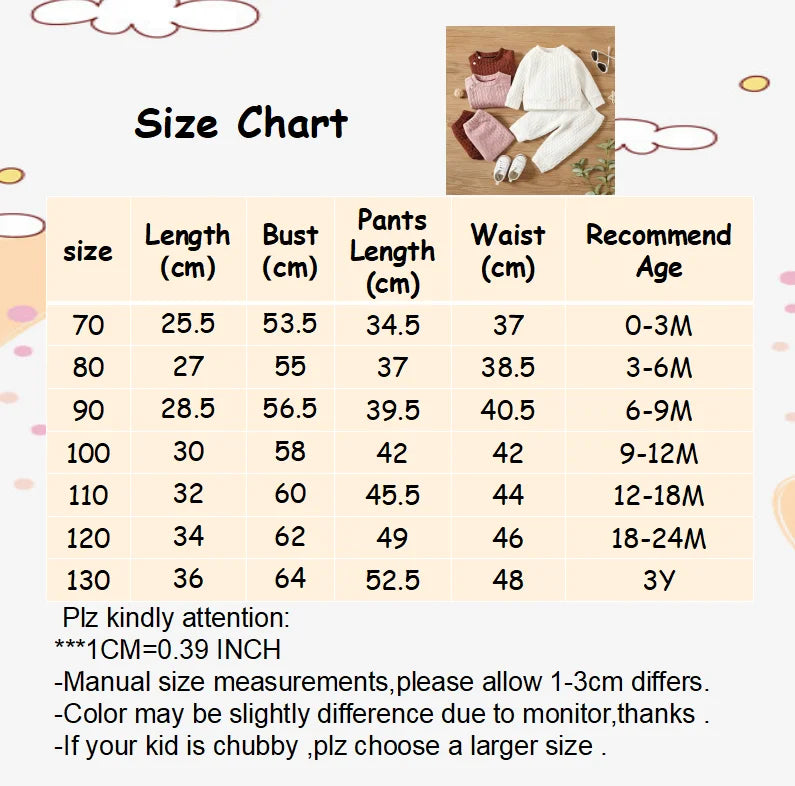 Baby Sweat Set Solid Color Long Sleeves Top and Pants