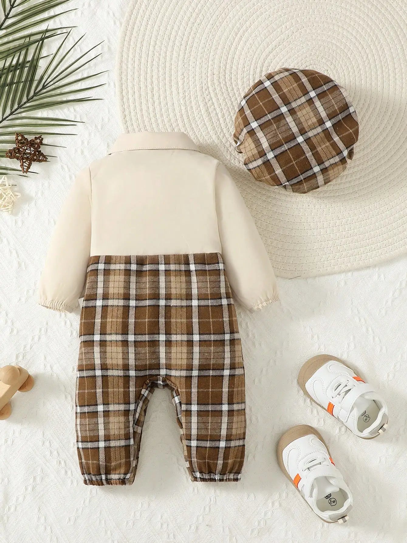Two-Piece Baby Boy Suspenders With Bow Gentleman Jumpsuit And Holmes Hat