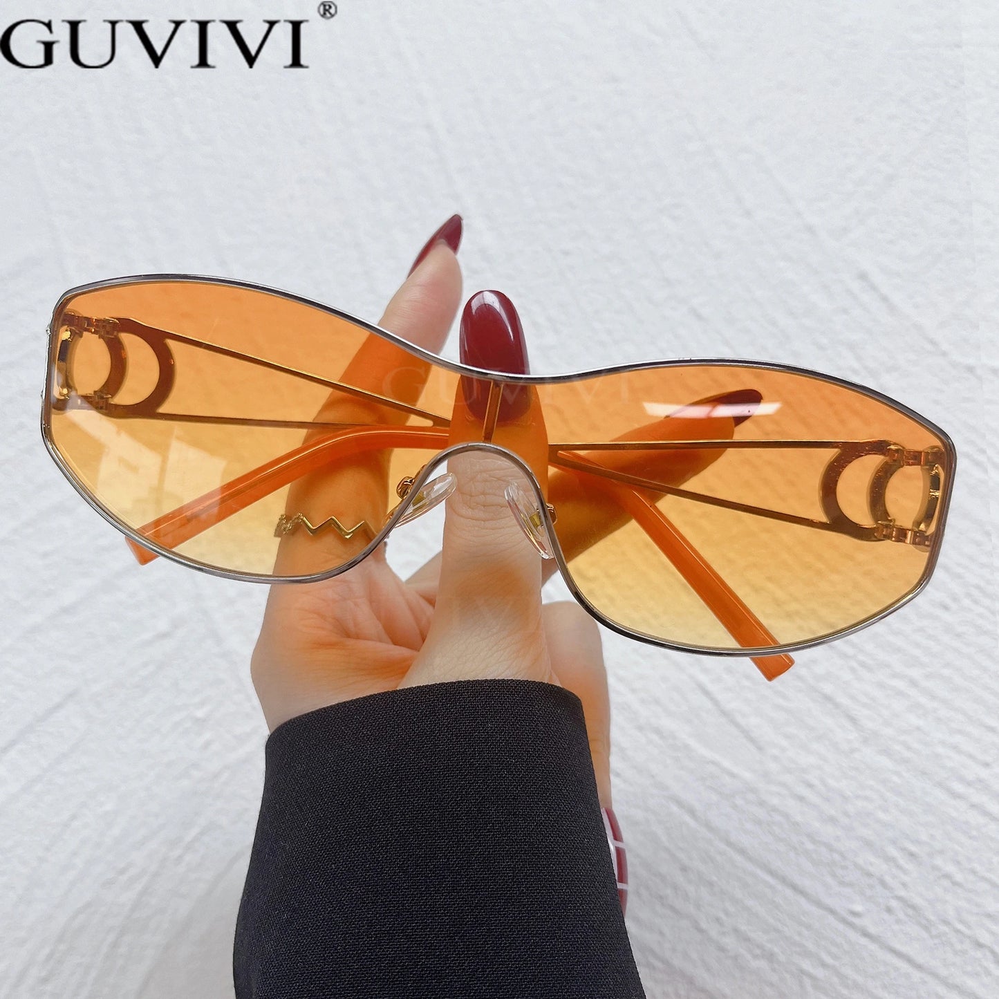 Rimless Y2K Sunglasses Women Men Trendy Wrap Around Sunglasses Sports Metal Frame Shades UV400 Eyewear