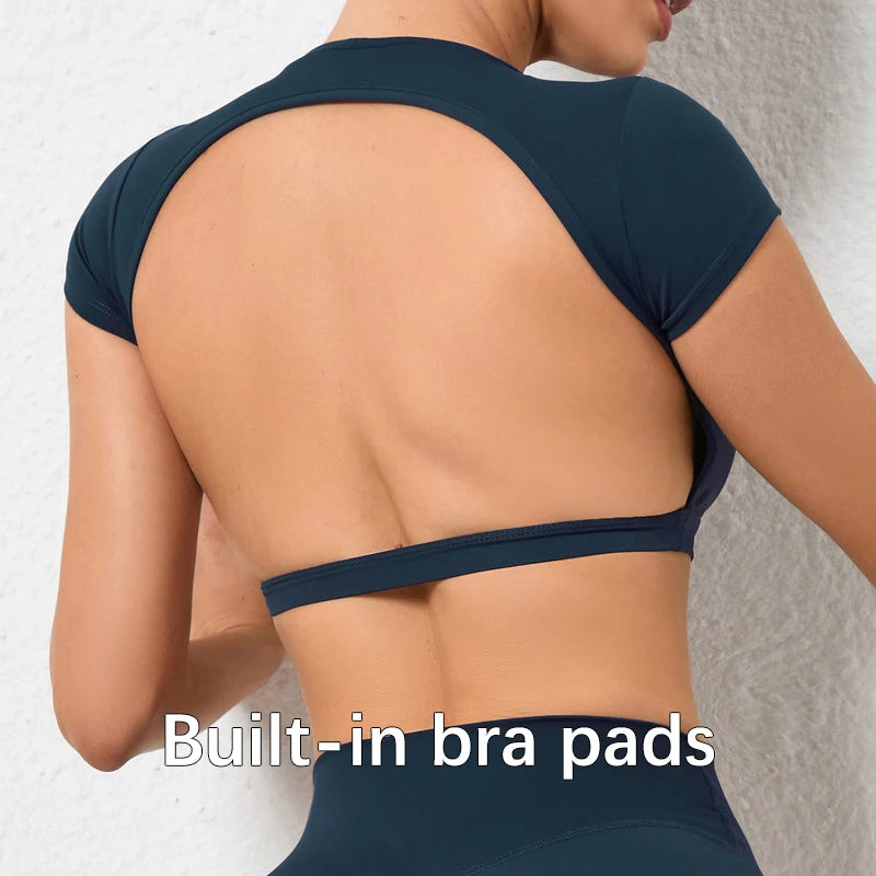 Female Fitness Crop Top with Open Back