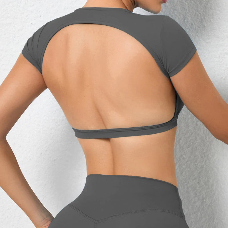 Female Fitness Crop Top with Open Back
