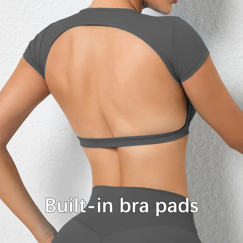Female Fitness Crop Top with Open Back