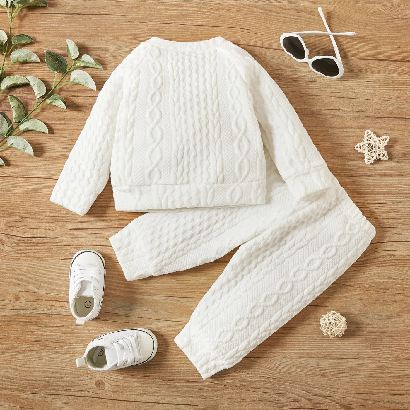 Baby Sweat Set Solid Color Long Sleeves Top and Pants