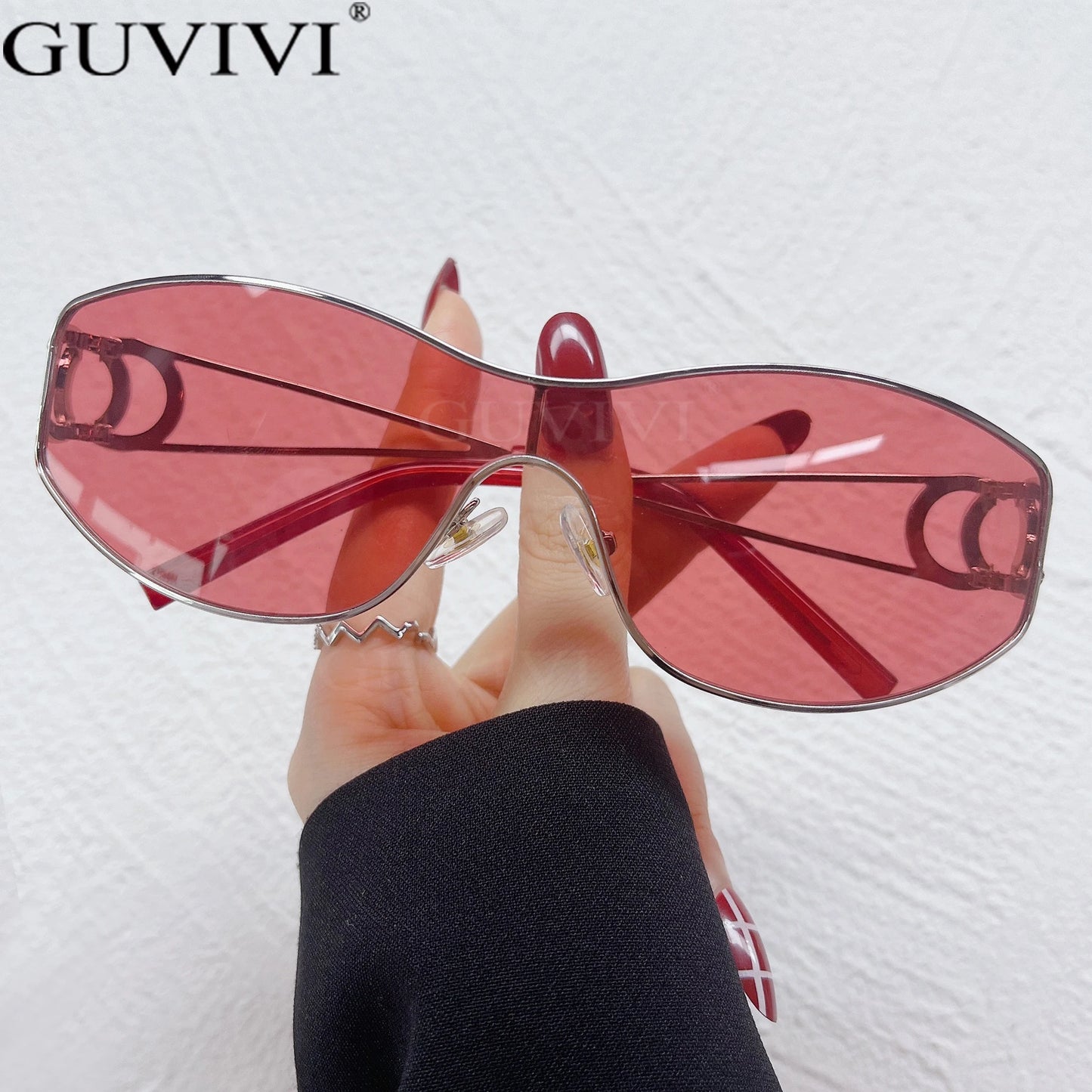 Rimless Y2K Sunglasses Women Men Trendy Wrap Around Sunglasses Sports Metal Frame Shades UV400 Eyewear