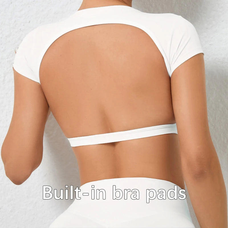 Female Fitness Crop Top with Open Back