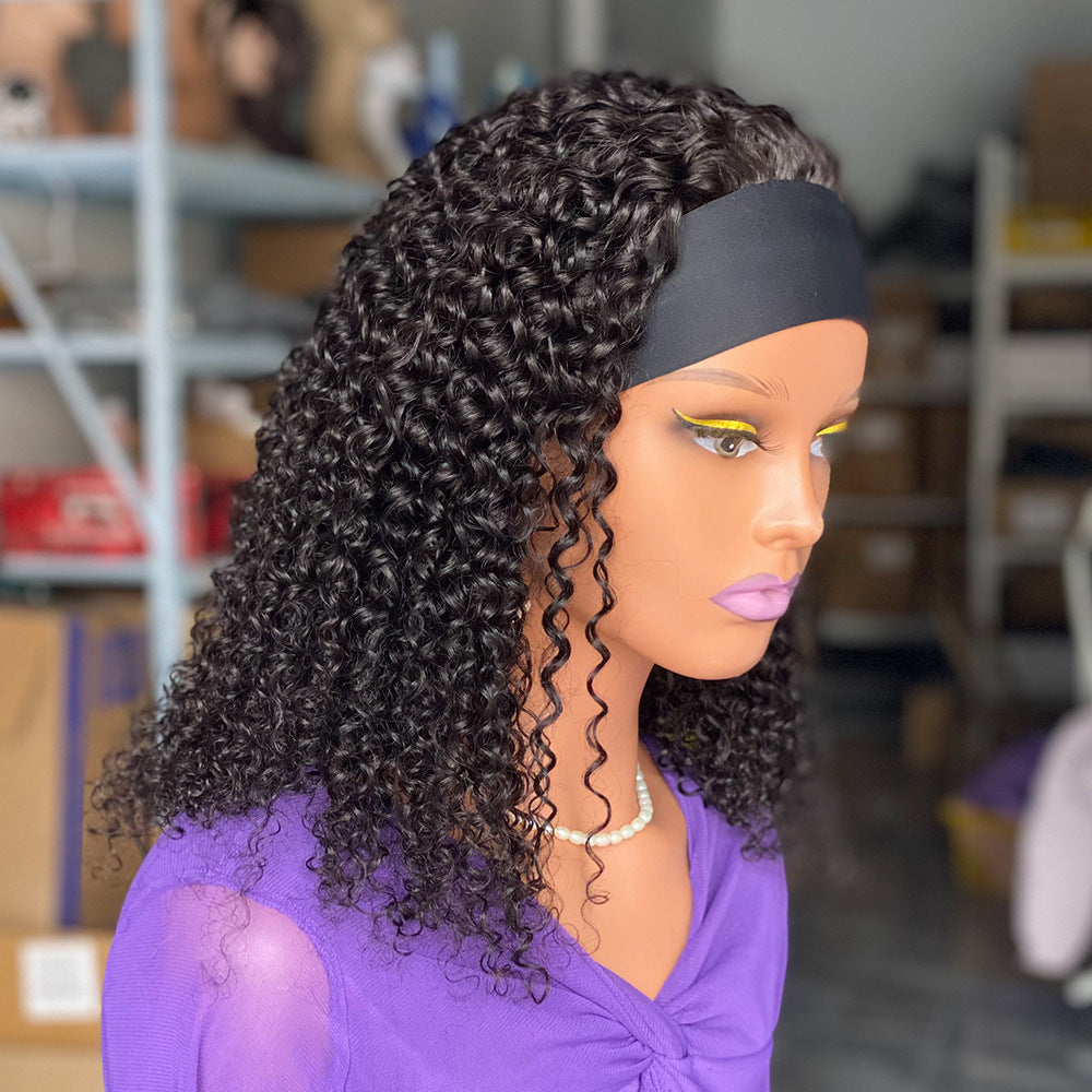 Curly Headband Human Hair Wigs