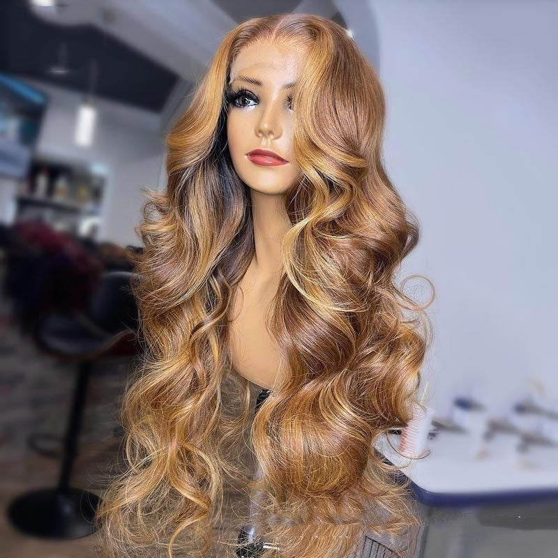 Honey Blonde Body Wave Lace Front Pre Plucked Highlight Wig
