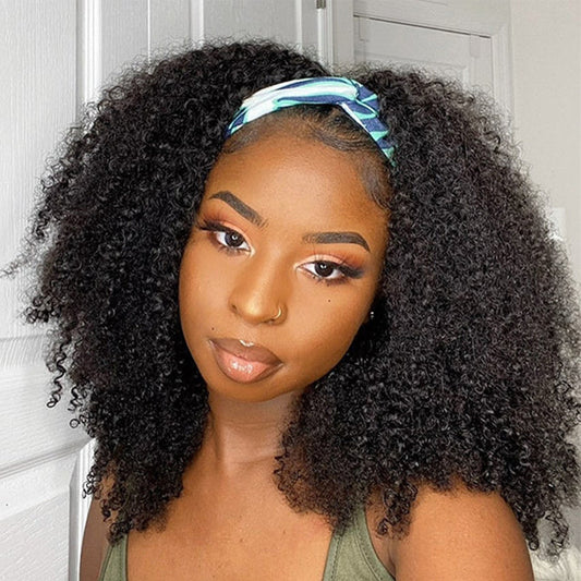 Curly Headband Human Hair Wigs
