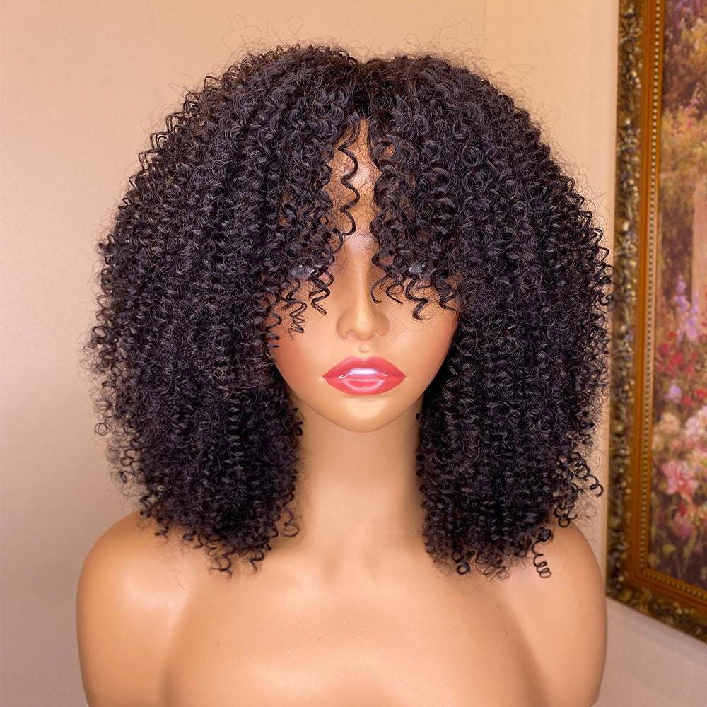Kinky Curly Human Hair With Bangs