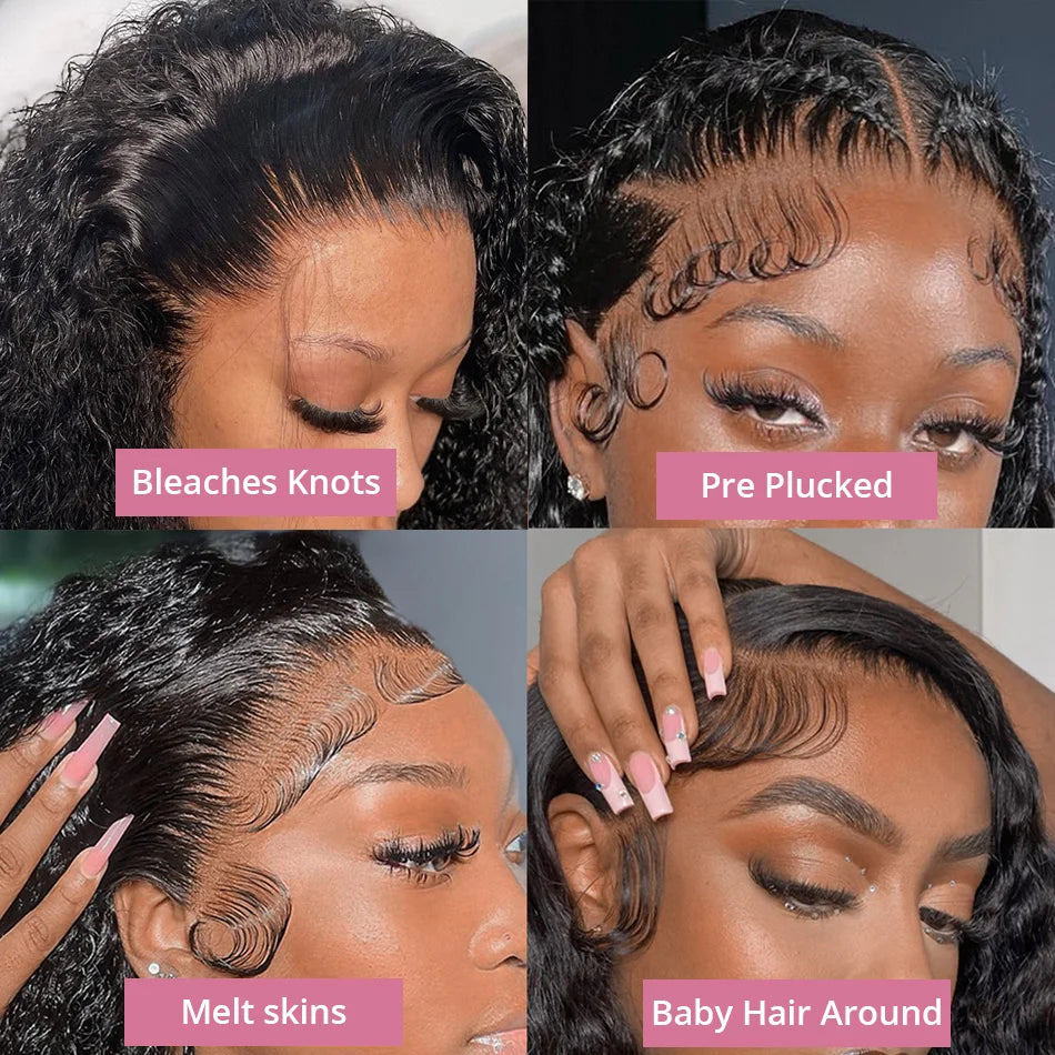 Water Wave Curly Lace Front Wigs 13x4 13x6 HD Deep Wave Lace Frontal Wig 7x5 Glue less Human Hair Wigs 300%