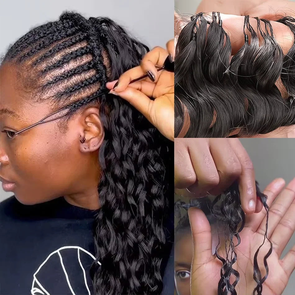 Crochet Human Hair Small Spirals Curly Feather Hair Extensions