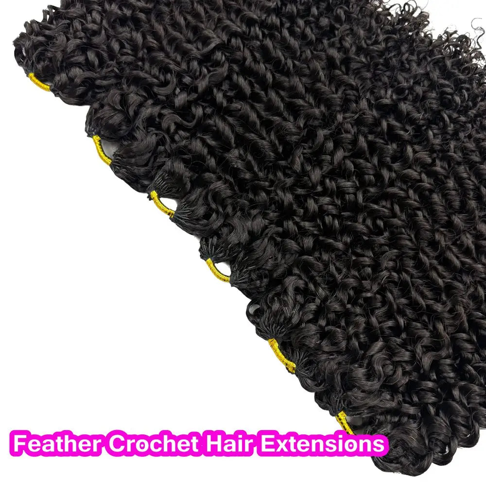 Crochet Human Hair Small Spirals Curly Feather Hair Extensions