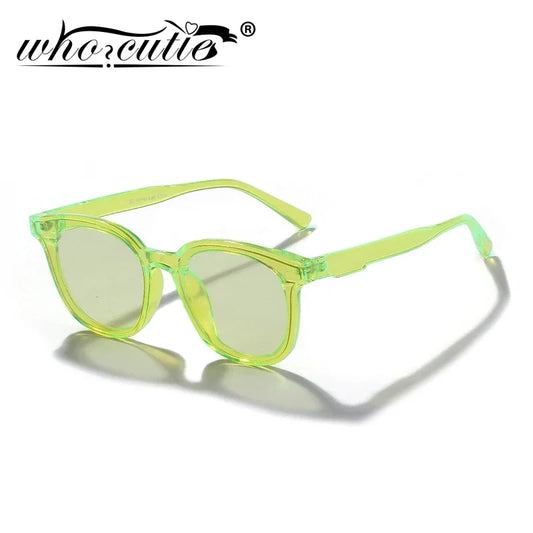 Vintage Oversized Round Sunglasses Women Men 2023 Fluorescent Green Big Frame Fashion