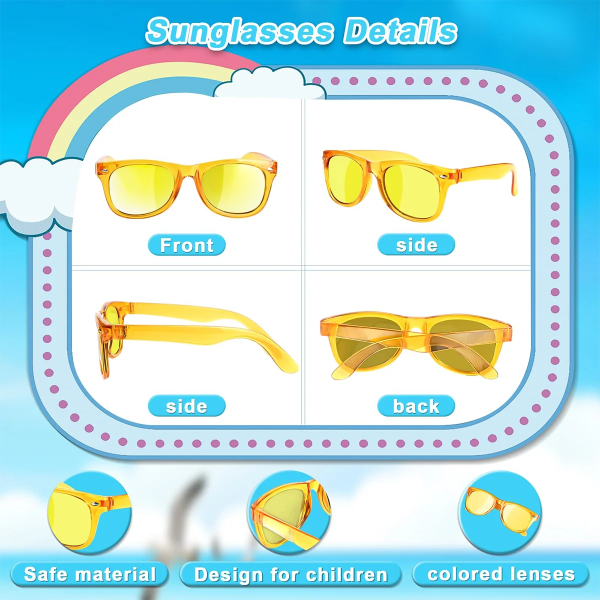 8pcs Boy Girl Neon Sunglasses UV Protection Kids Birthday Party Favors