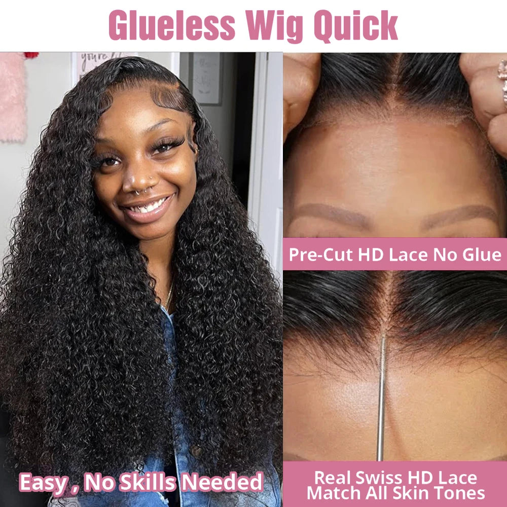 Water Wave Curly Lace Front Wigs 13x4 13x6 HD Deep Wave Lace Frontal Wig 7x5 Glue less Human Hair Wigs 300%