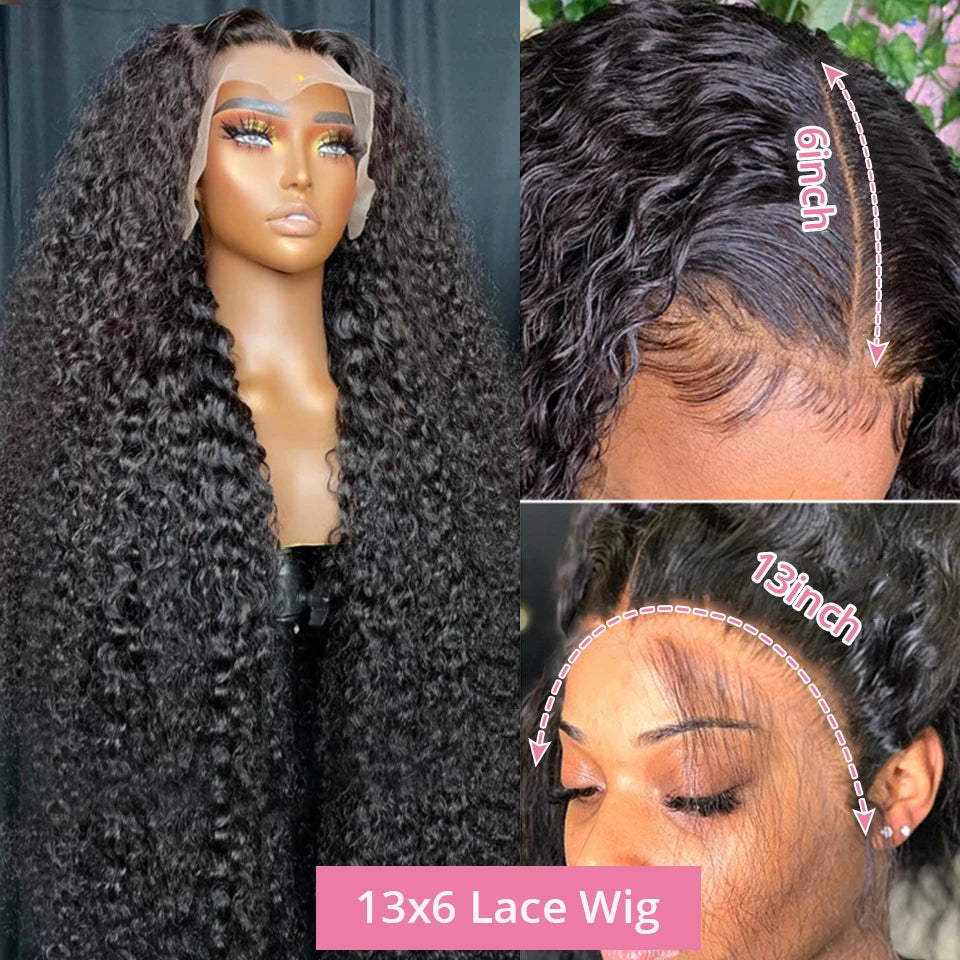 Water Wave Curly Lace Front Wigs 13x4 13x6 HD Deep Wave Lace Frontal Wig 7x5 Glue less Human Hair Wigs 300%