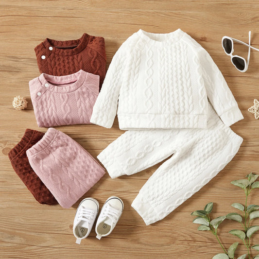 Baby Sweat Set Solid Color Long Sleeves Top and Pants