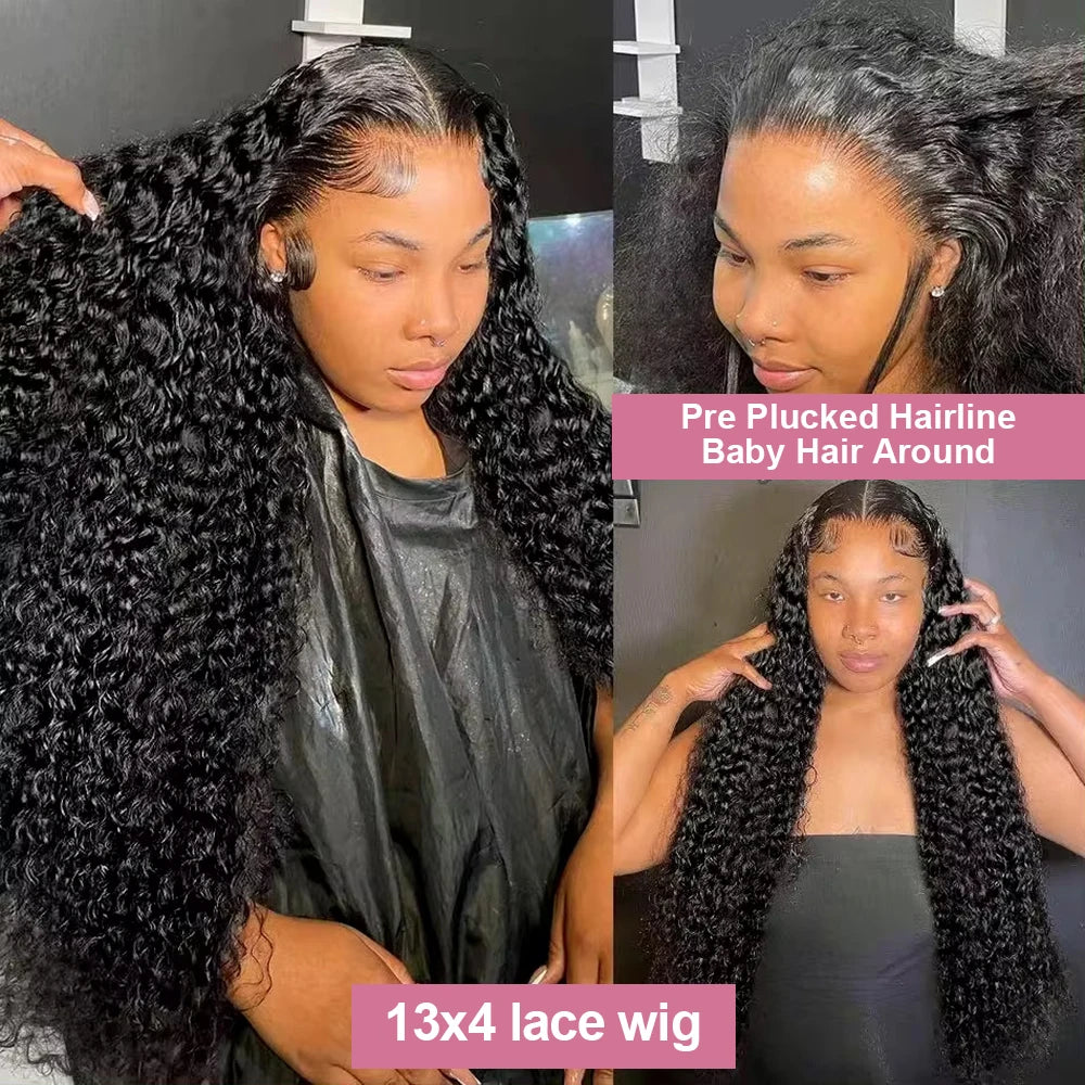Water Wave Curly Lace Front Wigs 13x4 13x6 HD Deep Wave Lace Frontal Wig 7x5 Glue less Human Hair Wigs 300%