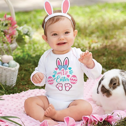 My First Easter Baby Onesies Bunny Print Long Sleeve