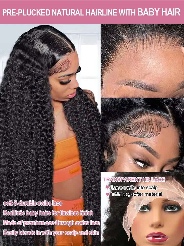 Water Wave Curly Lace Front Wigs 13x4 13x6 HD Deep Wave Lace Frontal Wig 7x5 Glue less Human Hair Wigs 300%