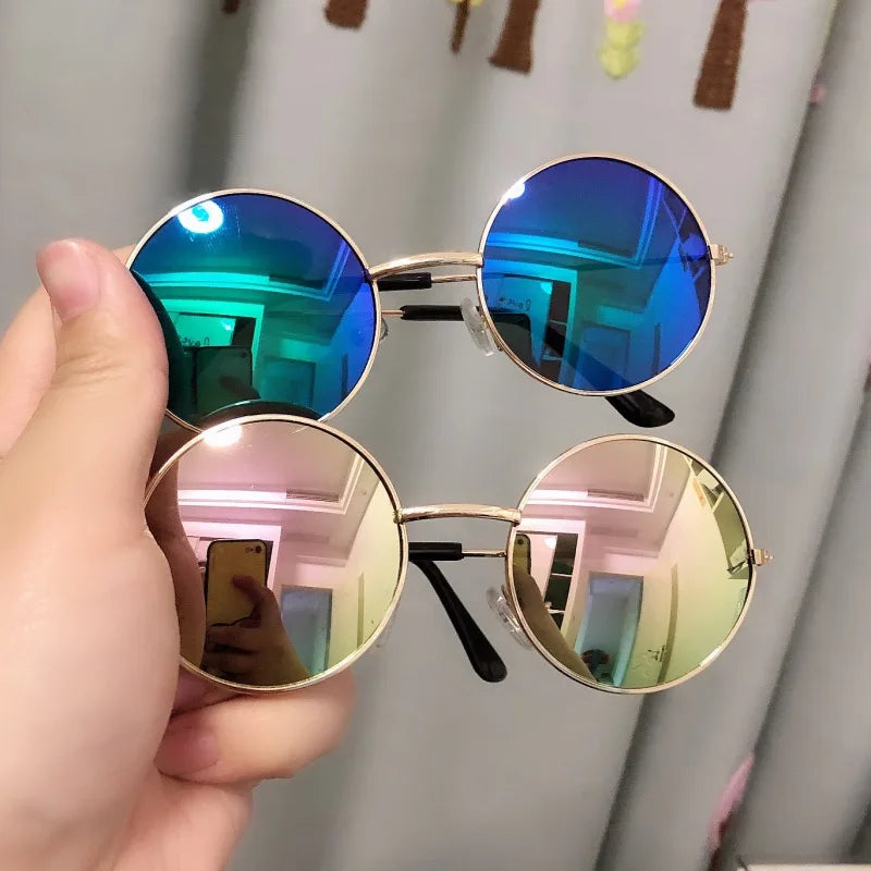 Kids Sunglasses Cute Round Colorful Reflective Mirror Sunglasses