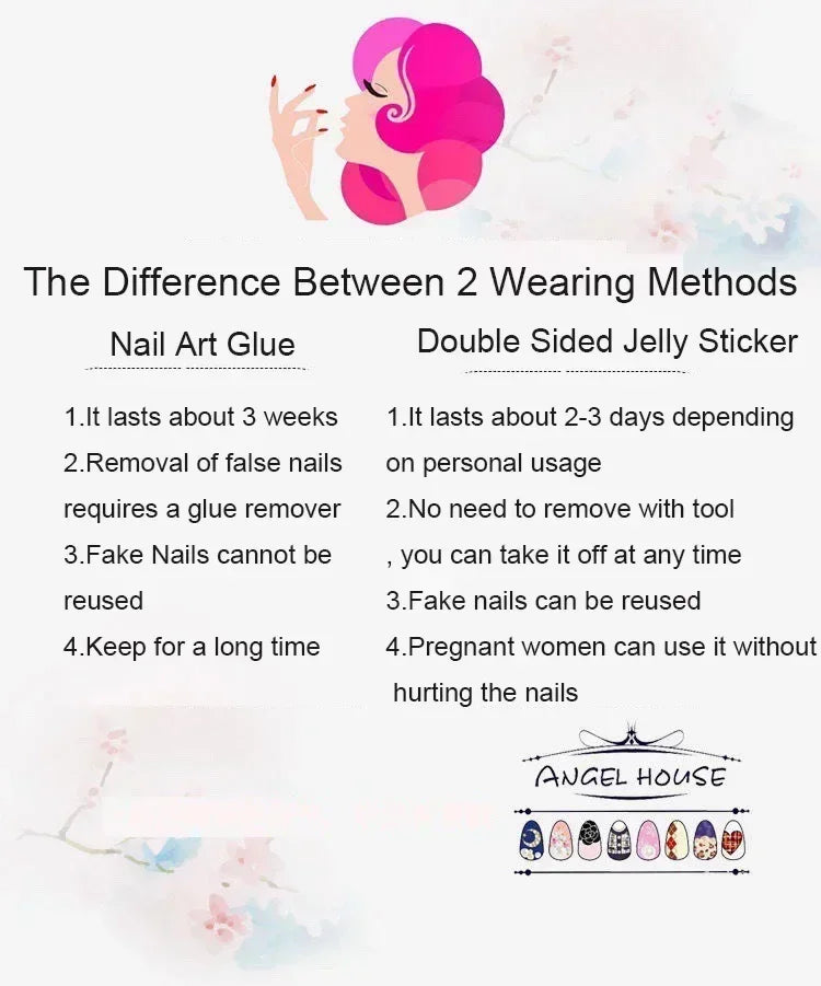 10PCS Handmade 5CM Long Stiletto Press On Nails Flower  Acrylic False Nails Tips Red Fake Nail With Glue Stickers Nail Supplies